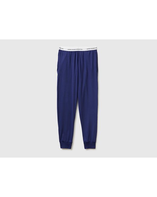 Benetton Blue Benetton, Trousers With Logo Elastic for men