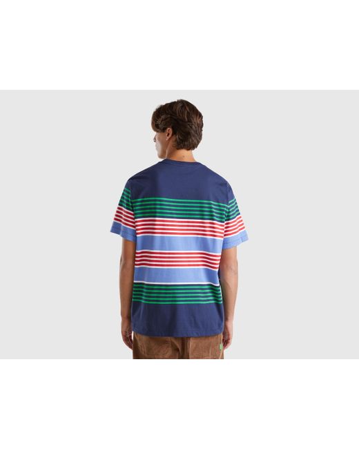 Benetton Blue Benetton, Relaxed Fit Striped T-Shirt for men