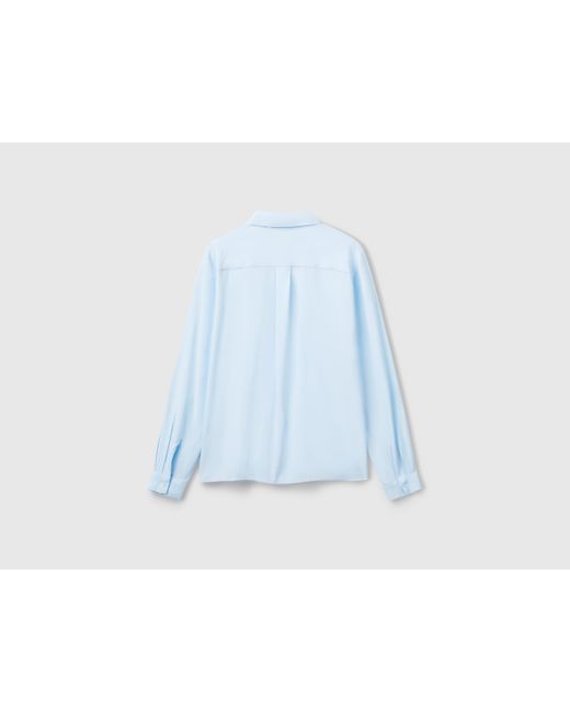 Benetton Black Benetton, Viskosehemd Mit Normaler Passform, Blassblau