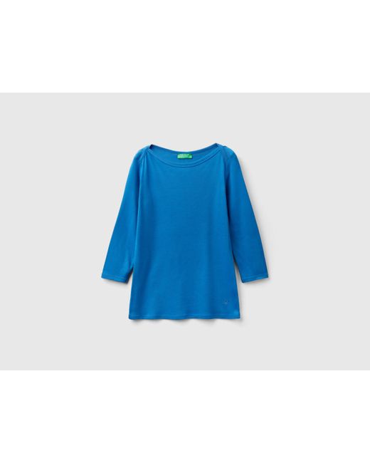 Camiseta De 100 % Algodón Con Escote Barco Benetton de color Blue