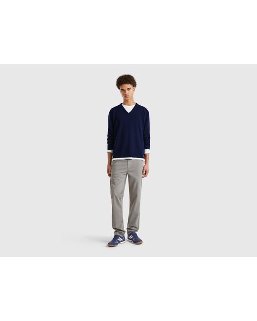 Benetton Blue Benetton, V-Neck Sweater for men