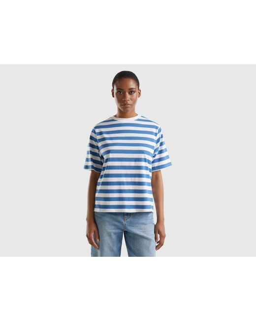 Benetton Blue Striped Comfort Fit T-shirt