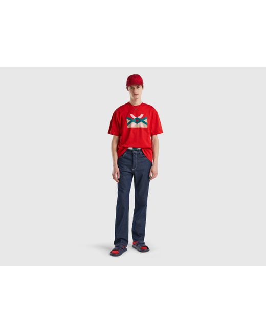 Camiseta Roja Con Estampado De Logotipo Benetton de hombre de color Rojo |  Lyst