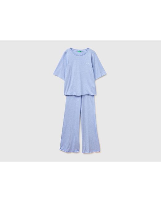 Benetton Blue Benetton, Lightweight Melange Cotton Pyjamas