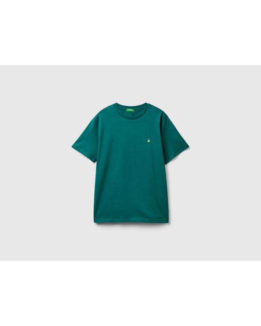 Camiseta Básica De 100 % Algodón Orgánico Benetton de hombre de color Black