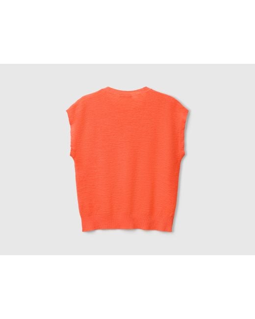 Benetton Red Benetton, Weste Aus Baumwoll-Leinen-Mischung