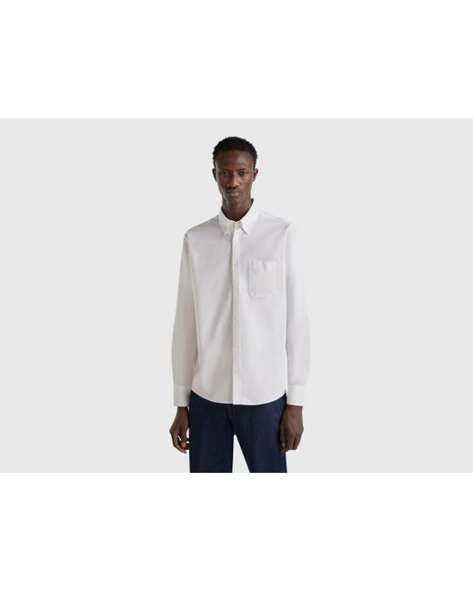 Benetton, Camicia Regular Fit Button Down, Bianco, Uomo di Benetton in Black da Uomo