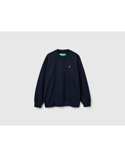 Benetton, Sudadera Con Parche De Logo, Talla, Azul Oscuro, Hombre Benetton de hombre de color Blue