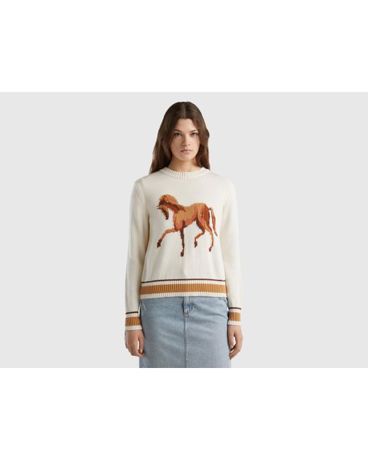 Benetton Black Sweater With Horse Inlay