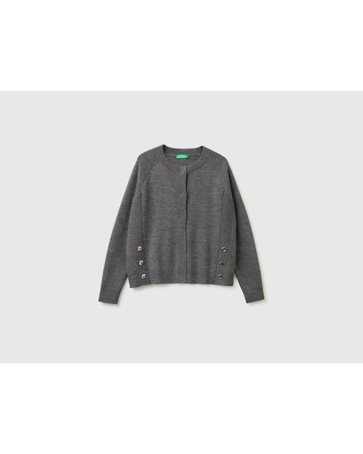 Benetton Black Benetton, Knit Cardigan With Buttons