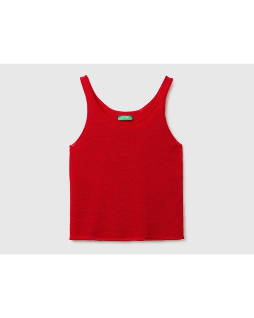 Benetton Red Benetton, Linen Blend Knit Top