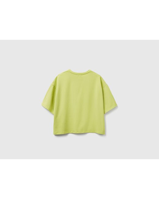 Benetton, Camiseta De Corte Cuadrado Con Aplicación, Talla, Verde Claro, Mujer Benetton de color Black
