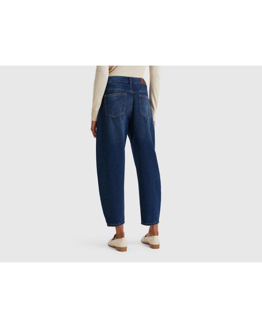 Benetton, Vaqueros Con Corte Globo, Azul Oscuro, Mujer Benetton de color Blue