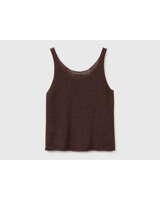 Benetton Brown Benetton, Linen Blend Knit Top