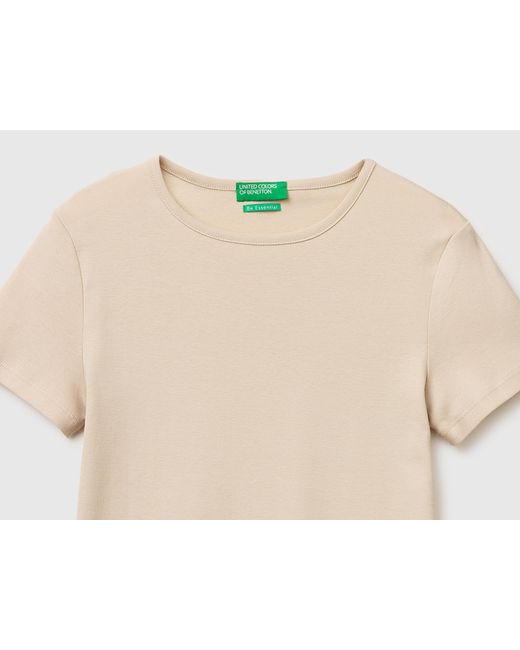 Benetton, T-Shirt À Col Rond Ajusté, Taille, Femme Benetton en coloris Black