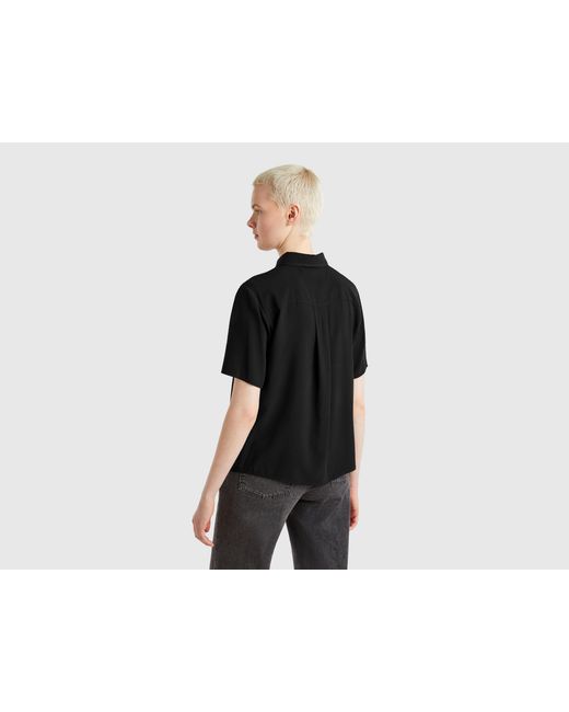 Benetton Black Benetton, Viskosehemd Mit 3/4-Ärmeln, Größe, Schwarz, Damen