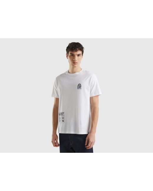 T-shirt À Imprimé En Coton Bio Benetton pour homme en coloris Black