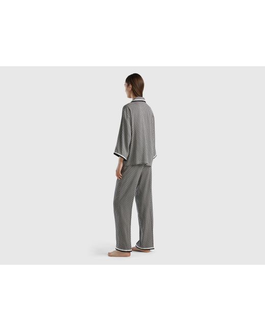 Pyjama À Monogram En Viscose Durable Benetton en coloris Black