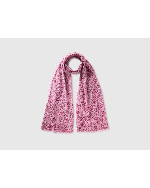 Benetton Pink Benetton, Patterned Viscose Scarf