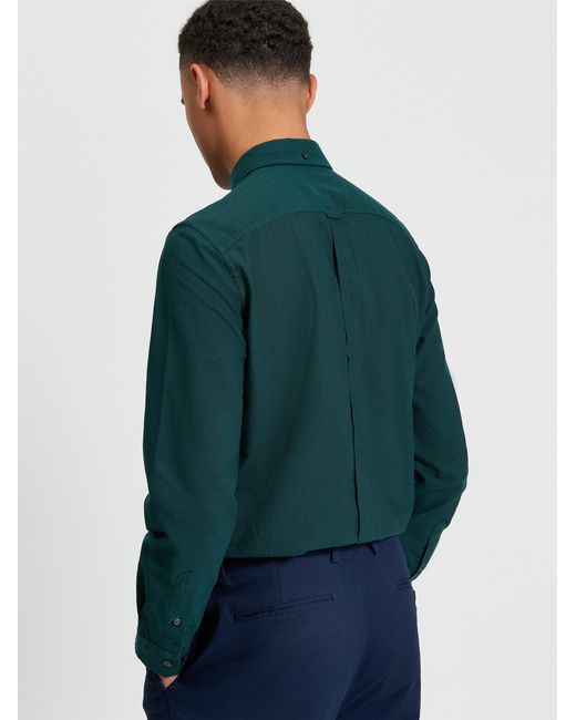 Ben Sherman Long Sleeve Signature Oxford Shirt In Dark Green for men