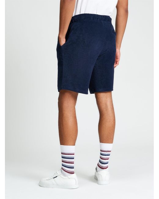 Ben Sherman White Towelling Short In Dark Navy for men