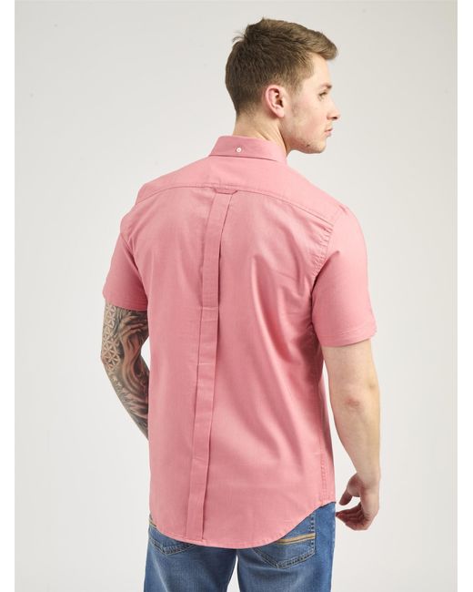 Ben Sherman Red Short Sleeve Oxford Shirt In Raspberry for men
