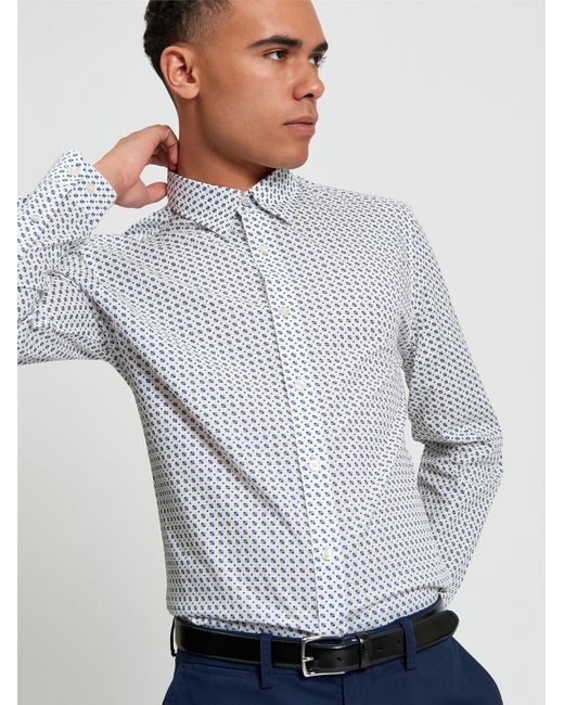 Ben Sherman Gray Mono Block Print Shirt In for men