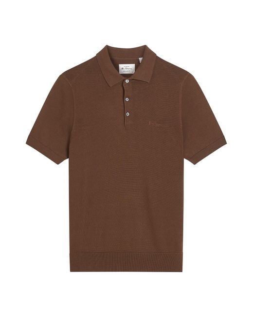 Ben Sherman Brown Signature Short Sleeve Polo In Chestnut for men