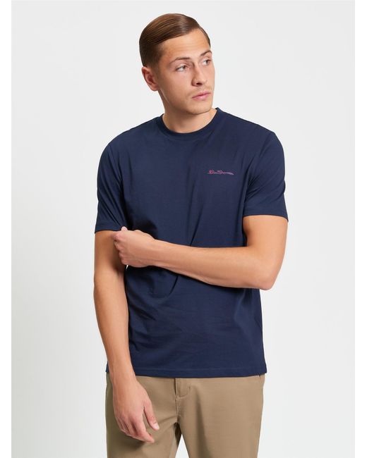 Ben Sherman Blue Big Size Signature Short Sleeve T-shirt For In Navy for men