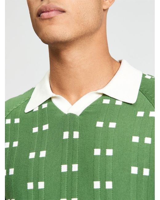 Ben Sherman Short Sleeve Retro Sport Open Neck Knitted Polo In Fraser Green for men
