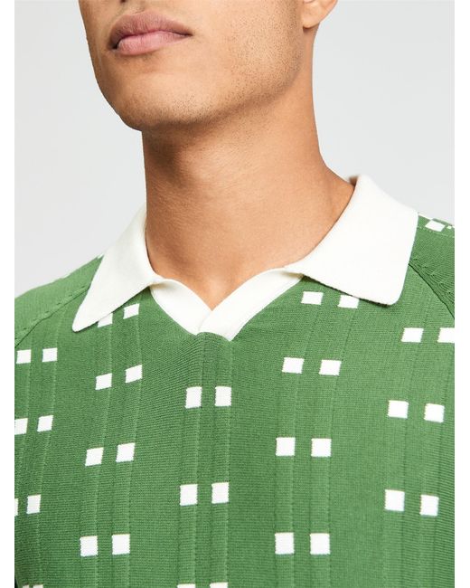 Ben Sherman Short Sleeve Retro Sport Open Neck Knitted Polo In Fraser Green for men