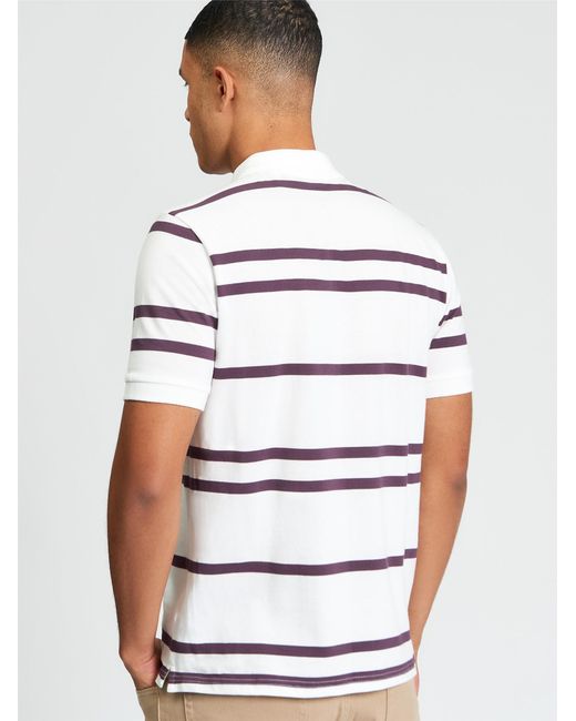 Ben Sherman Short Sleeve Sports Stripe Polo In Snow White for men