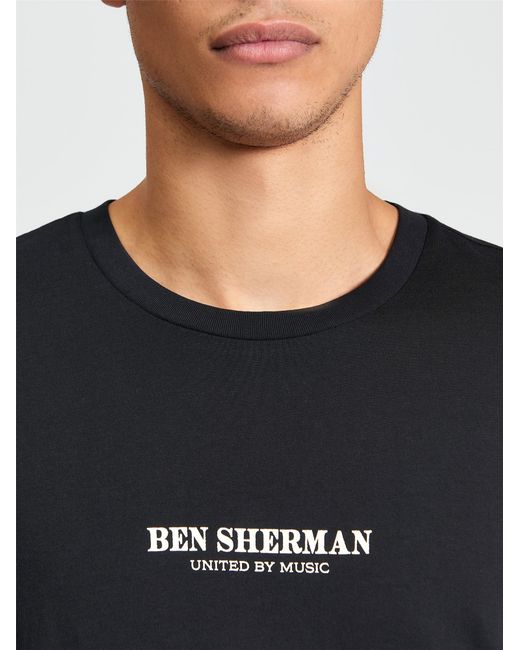 Ben Sherman Multicolor Short Sleeve World Broadcast Tshirt In Black for men