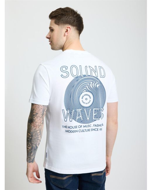 Ben Sherman Blue Ocean Record Tee In White for men