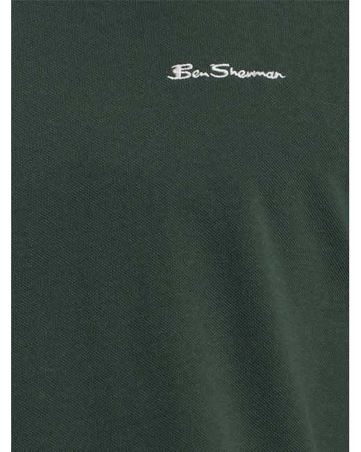 Ben Sherman Short Sleeve Textured Tipped Tshirt In Bottle Green for men