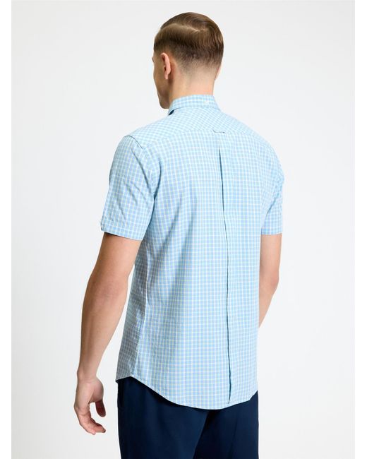 Ben Sherman Short Sleeve House Check In Lake Blue for men