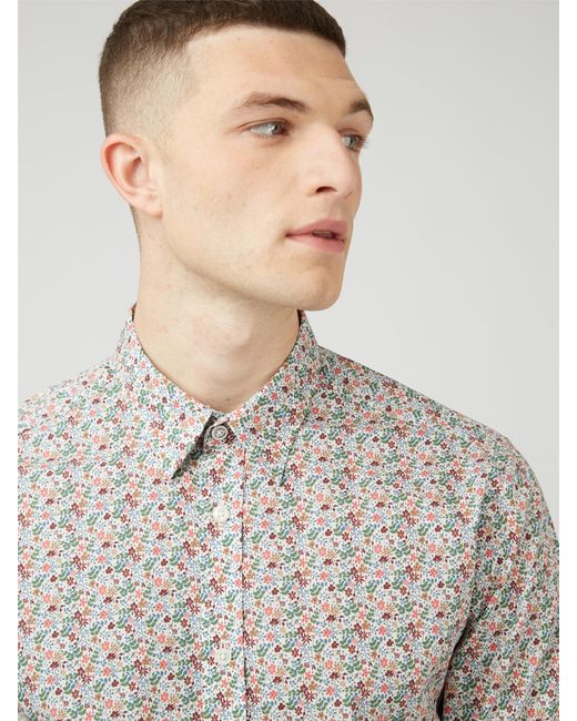 Ben Sherman Gray Multicolour Floral Print Shirt for men