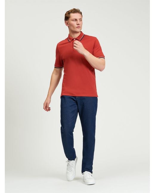 Ben Sherman Short Sleeve Signature Pique Polo In Bright Red for men