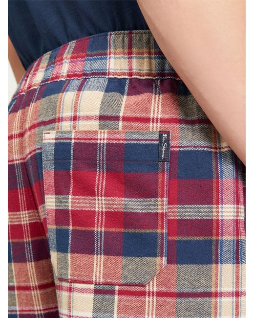 Ben Sherman Brushed Heritage Check Trouser In Red for men