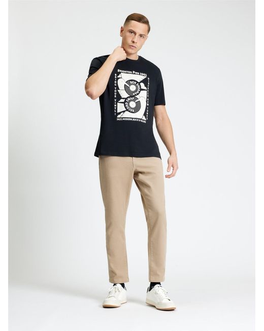 Ben Sherman Multicolor Short Sleeve Record Swap Tshirt In Black for men
