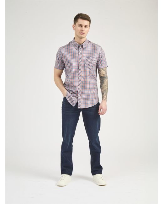 Ben Sherman Blue Short Sleeve House Check Shirt for men