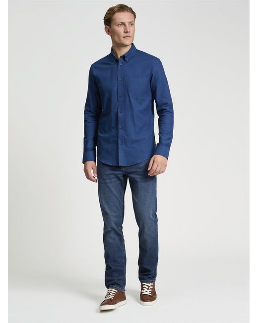 Ben Sherman Long Sleeve Oxford Shirt In Royal Blue for men