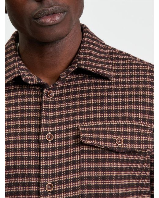 Ben Sherman Multicolor Puppytooth Overshirt In Bark for men