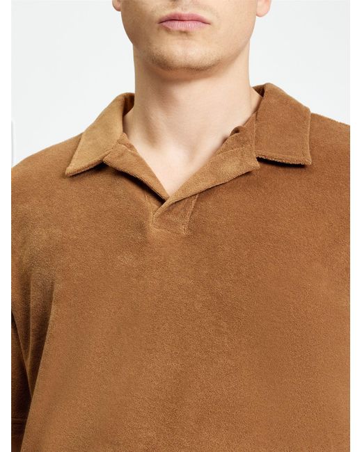 Ben Sherman Blue Short Sleeve Towelling Polo In Light Brown for men