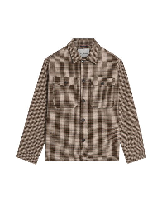 Ben Sherman Blue Check Jacket In Light Brown for men