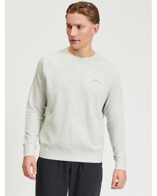 Ben Sherman White Long Sleeve Waffle Tee In Oatmeal for men