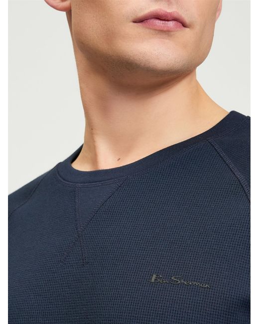 Ben Sherman Blue Long Sleeve Waffle Tee In for men