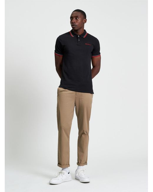 Ben Sherman Black Short Sleeve Signature Pique Polo In for men