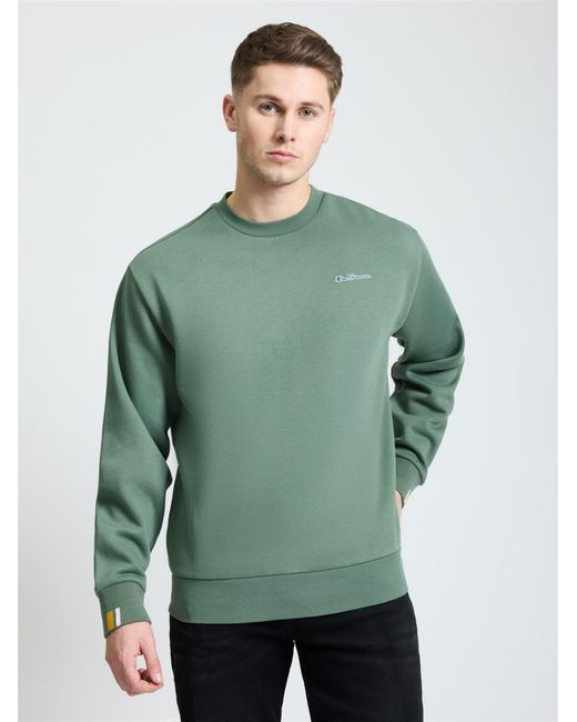 Ben Sherman Green Signature Crew Neck Sweat In Khaki for men