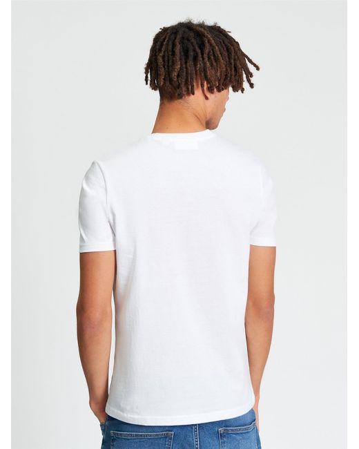 Ben Sherman Blue Short Sleeve Plectrum Target Tshirt In White for men